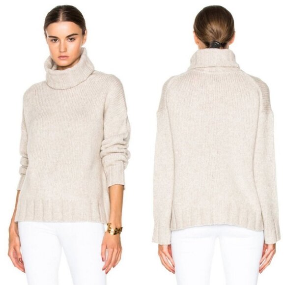 Nili Lotan Yak Wool Turtleneck Sweater Beige Cream Size XS Zoe Knit Pullover Tan - Picture 1 of 9
